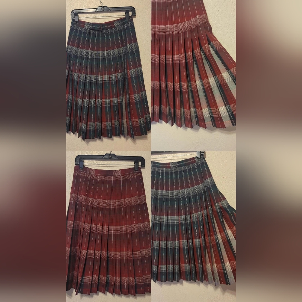 Pendleton Reversible Pleated Plaid Skirt  Virgin Wool Midi Skirt Size 6